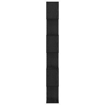 Boekenplank – Boekenrek – Wandplank – Wandrek – Boekenmeubel – Zwart Hout – 70x24x193,5 cm – Vrijstaand Met 6 Open Planken – Stevig En Minimalistisch Design
