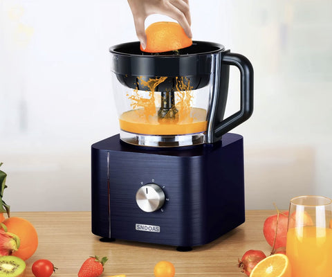 Food processor - All in 1 food processor - Multifunctional food processor - Meat grinder - Whisk - Kneader - Shredder - Orange juicer - Chopper - Blender - 1100W - Blue