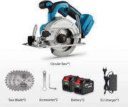 Cirkelzaag - Mini Cirkelzaag - Ronde Zaag - Elektrische Cirkelzaag - Draadloos - 11000Rmp - 2x Accu - Met Accessoires - 125mm - 45mm