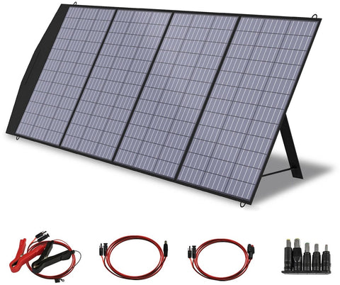 Zonnepaneel 140W - Compleet Pakket - Meerdere Oplaadpoorten - Mobiele Oplader - Waterdicht - Draagbaar - Opvouwbaar - Zwart