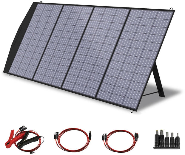 Zonnepaneel 140W - Compleet Pakket - Meerdere Oplaadpoorten - Mobiele Oplader - Waterdicht - Draagbaar - Opvouwbaar - Zwart