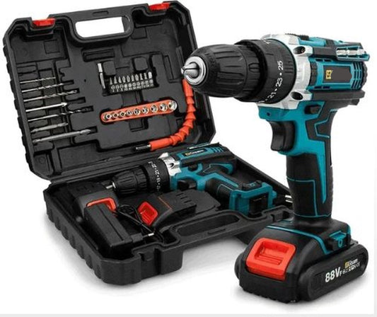 Slag Schroevendraaier - Boormachine - Schroefmachine - Elektrische Boormachine - Met Koffer - 2x Accu - 28Nm - 1600r/min - 1500Mah - Blauw - Met Accessoires