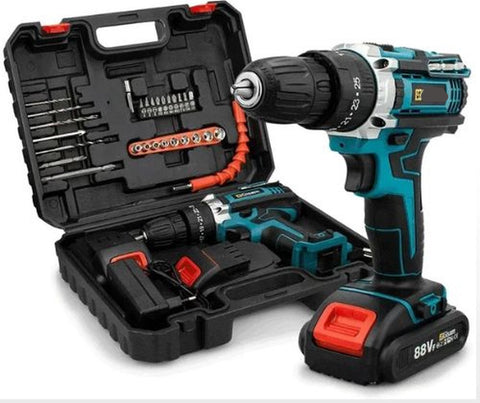 Slag Schroevendraaier - Boormachine - Schroefmachine - Elektrische Boormachine - Met Koffer - 2x Accu - 28Nm - 1600r/min - 1500Mah - Blauw - Met Accessoires