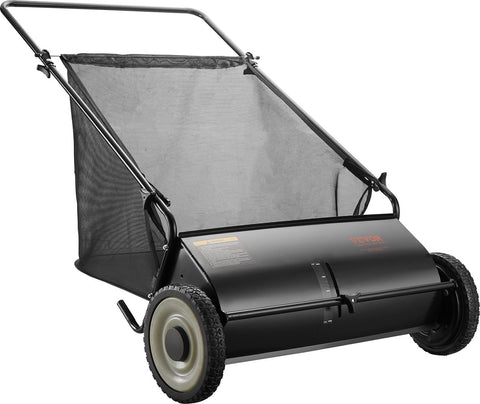 Grasmaaier - Handmatige Tuinveger - 66 cm Werkbreedte - 198L Opvangzak - Verstelbare Borstelhoogte - Stevige Stalen Constructie - Geschikt voor Gazon - Oprit en Tuin