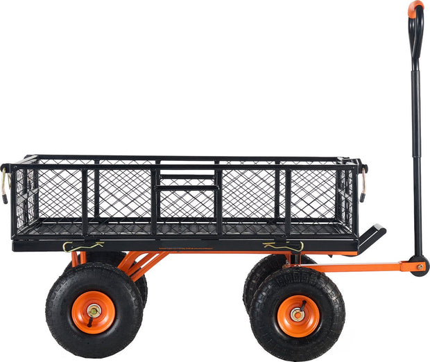 Uitrustingswagen – Veelzijdige Transportkar - met Grote Banden – Verwijderbare Zijwanden – Veilig Transport – Laadvermogen 400kg – Geschikt voor Grote Voorwerpen - Hout en Vuil