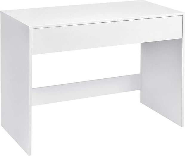 100 cm desk with drawer, suitable as computer desk, dressing table or work table for home or small office. Colour: white.