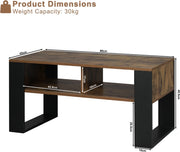 Salontafel - Rechthoek salontafel - Bijzettafel - Industrieel - 2 vakken - Hout - Melamine fineer - Rustic brown