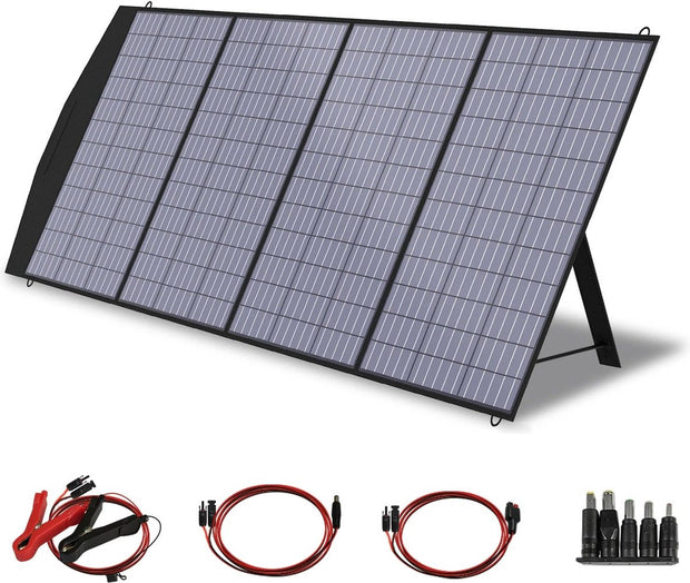 Zonnepaneel - Draagbaar - Waterdicht - Opvouwbaar zonnepaneel - voor Camping RV Tuin Dak - Polykristallijn Silicium - 18V - 140W - Zwart