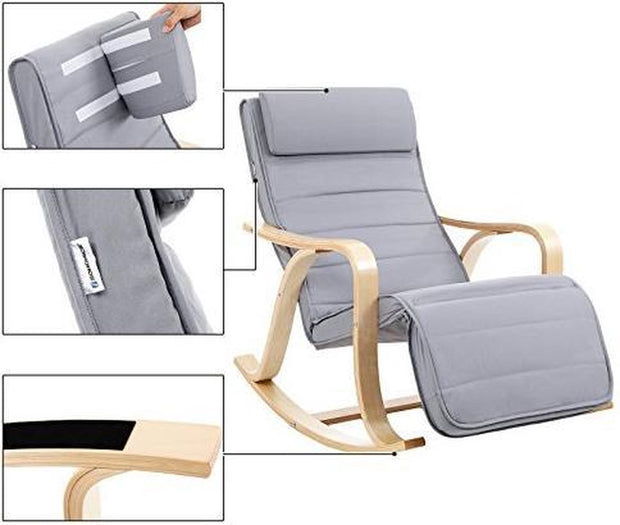 Schommelstoel - Stoel - Relaxfauteuil verstelbaar - Relaxstoel - Ligstoel - 67 x 125 x 91 cm - Blauw