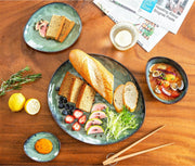 Luxe Serviesset – 11 delig – Porselein - Bordenset – Dinner platen – Dessertborden - Kommen - Schaaltjes - Groen