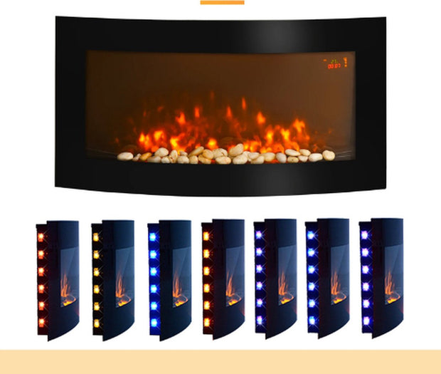 Elektrische Open Haard – Wandmontage - 1000W/200W met Afstandsbediening en Instelbare Vlammen - 89,2 x 13,5 x 48cm