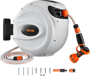 Wandgemonteerde Intrekbare Slanghaspel - 35m x 12mm - Automatisch Oprolsysteem - 180° Draaibare Beugel - 9 Patronen Spuitmond, Geschikt voor Tuinen - Auto's en Huisdieren