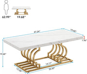 Salontafels Modern - Salontafel met Geometrisch Frame - Bijzettafel Goud - Tafel - Sidetable - Nep-Marmer - 120 x 50 x 50 cm