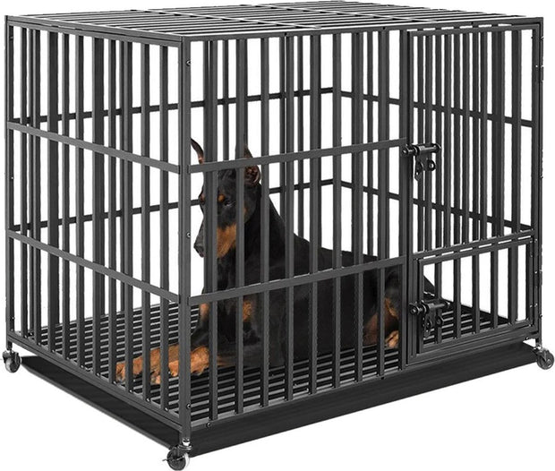 Hondenbench - XL - Bench - Bench voor honden - Extra Stevig - Verrijdbaar - 107 x 77.5 x 94cm - Zwart