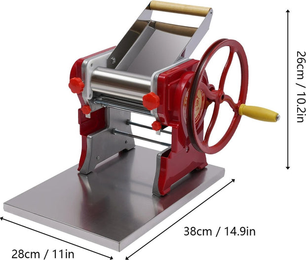 Manual Noodle and Pasta Machine - Dumpling Wrapper Machine - Stainless Steel Pasta Maker - Spaghetti Dough Roller - Home Kitchen Appliance