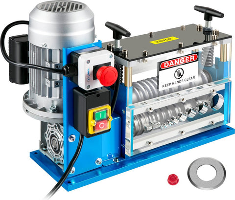 Elektrische Koperdraad Strippen Machine - Draadstripmachine - Gemaakt van Aluminium - 11 Kanalen en 10 Snijbladen - 1,5-38 mm - 370W -  Blauw