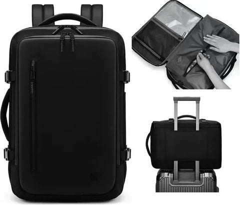 Vacuum Rugzak Handtas - Compressie - Met laptopvak - Met anti-diefstalslot - 57 tot 75 liter - 33 cm x 15 cm x 48 cm - Zwart