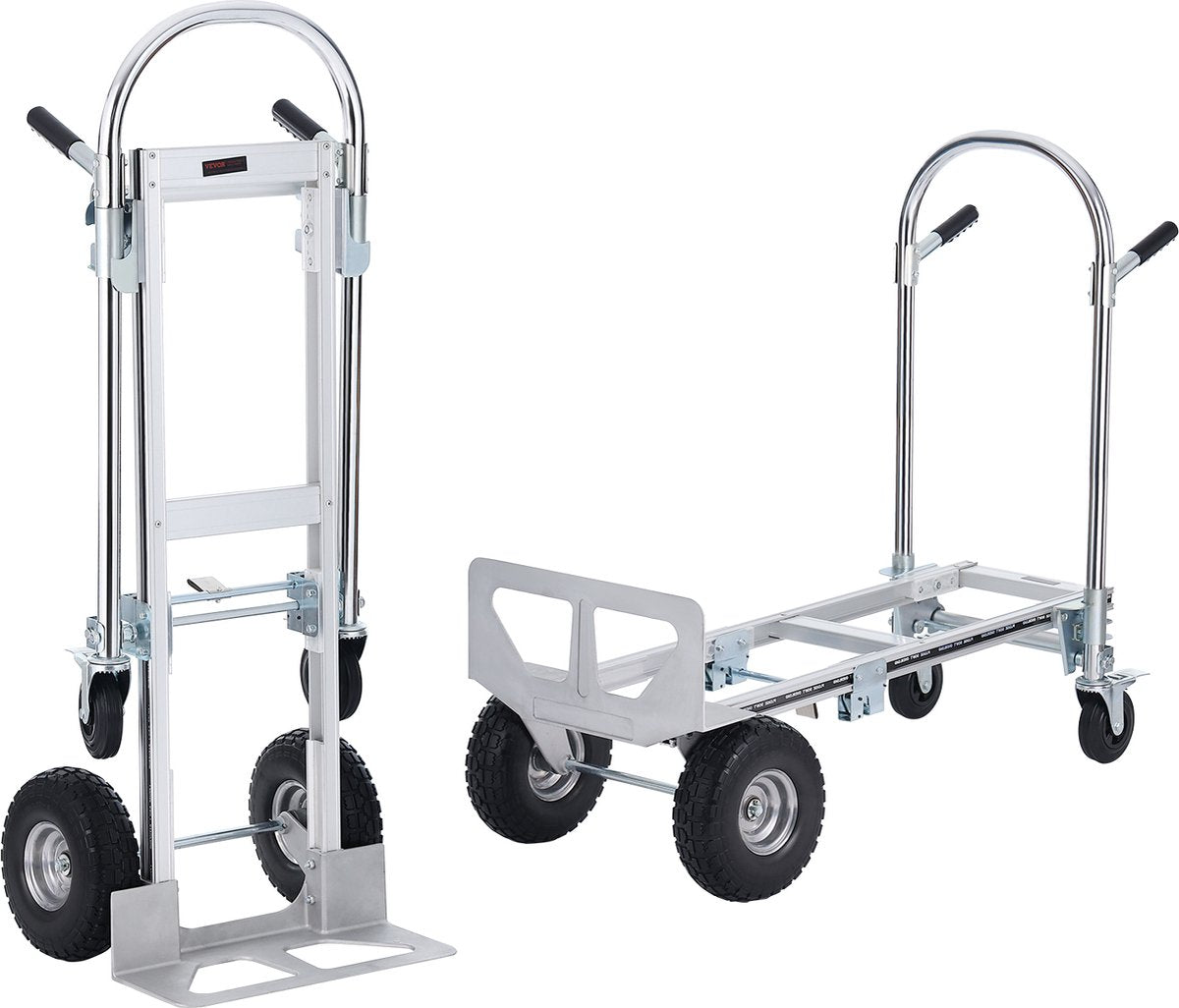 Steekwagen - Opvouwbaar - 318/454 kg - 2-in-1 - Corrosiebestendig en Roestbestendig - met 360° - Remwielen Staan - voor Laad- en Transporttaken Binnen en Buiten