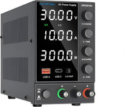 Wanptek - Voeding - Omvormer - Regelbare spanningsregelaar 30V - 10 - 300W - Wit display - Voor telefoonreparatie - Gereguleerde labtafel - DC-voedingen - Zwart