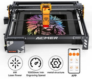Lasergraveer machine - Laser Graveer - Professioneel gebruik - 6W - USB/APP/Online/TF - 10000mm/min - 6000mw - 24V 3A DC - 32Bit - CNC - Hout, Glas, Plastic, Leer, Papier, Etc. - Zwart