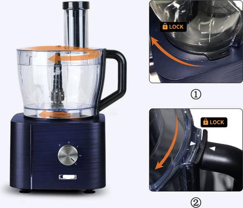 Keukenmachine - Alles in 1 Keukenmachine - Multifunctionele Keukenmachine - Vleesmolen - Garde - Kneder - Shredder - Sinaasappelpers - Hakselaar - Blender - 1100W - Blauw