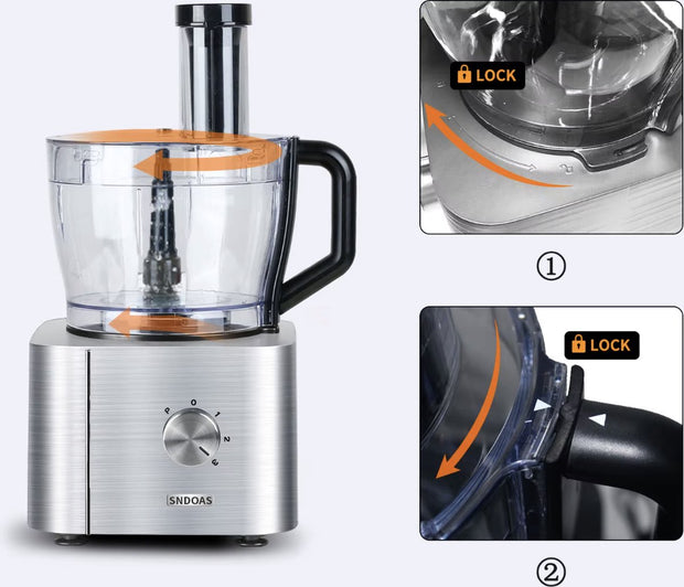 Keukenmachine - Alles in 1 keukenmachine - Multifunctionele keukenmachine - Vleesmolen - Garde - Kneder - Shredder - Sinaasappelpers - Hakselaar - Blender - 1100W - Zilver