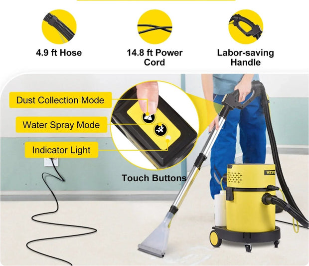 Carpet Cleaners - Shampoo Machine - Wet and Dry - Suck Blow and Spray Function - Stain Cleaner - Sofa Cleaner - Cleaning Machine - 220V - 1200W - 20 Liter