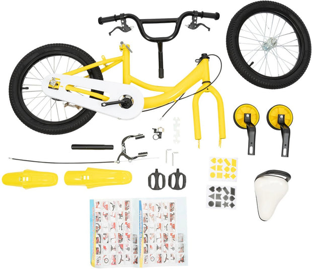 Kinderfiets - 16 Inch - Spelen - 5 tot 8 Jaar - Buiten - Geel / Wit