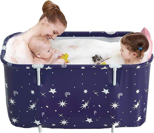 Foldable Bathtub for Adults and Kids - Portable Plastic Bathtub - Extra Large Mobile Spa Bath Barrel 120cm