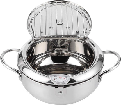 Frituurpan Japanse stijl Tempura Frituurpan met Thermometer - Inductiekookpan Kip Pot Kookgerei voor Keuken - L 24cm .