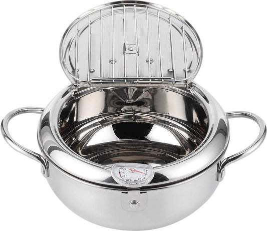 Frituurpan Japanse stijl Tempura Frituurpan met Thermometer - Inductiekookpan Kip Pot Kookgerei voor Keuken - L 24cm .