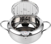 Frituurpan Japanse stijl Tempura Frituurpan met Thermometer - Inductiekookpan Kip Pot Kookgerei voor Keuken - L 24cm .