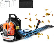 Bladblazer Rugzak - 62 CC 2-takt - 1110 CFM - Luchtvolume - Snelheid van 350 km/u - 6500 rpm - Capaciteit Brandstoftank 1.89 L - voor het Verwijderen van Vuil op Erven - Tuinen, Landschappen en Buitenpaden