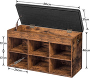 Shoe bench with seat cushion - Shoe cabinet - Hallway bench with storage space - Hallway bench - With 6 compartments
