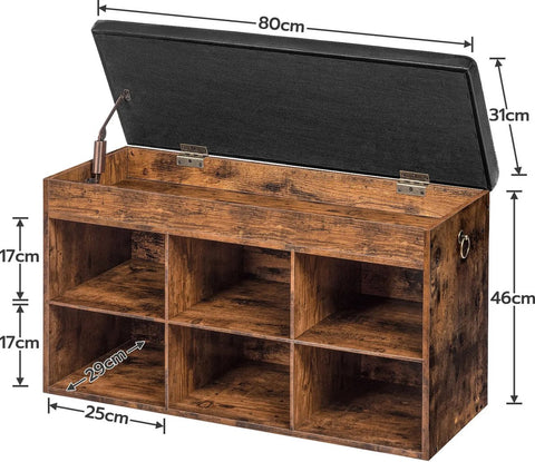 Shoe bench with seat cushion - Shoe cabinet - Hallway bench with storage space - Hallway bench - With 6 compartments