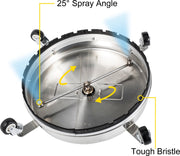 Hogedrukreiniger - Dia.45 cm - Roterende Oppervlaktereiniger - Max.4000PSI - Hogedrukreiniger Stoom - 304 RVS - Roterend Mondstuk en Borstelhaar - Zilver