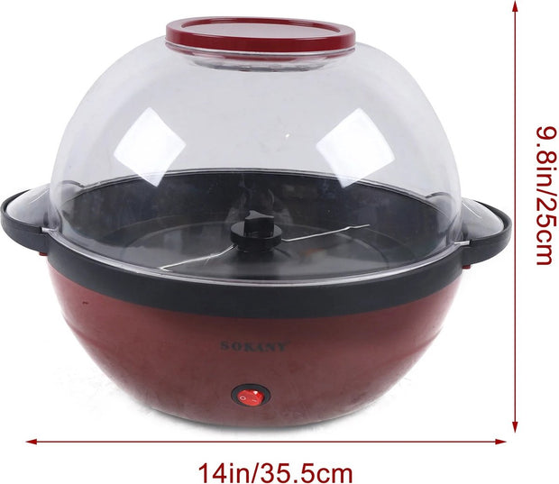 Popcorn Machine voor Thuis - Popcornmaker Met Suiker en Olie - Verwijderbaar Verwarmingselement - 5L Popcorn Popper - Niet-klevende Coating - Groot Deksel als Serveerplaat