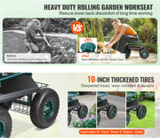 Tuinkar - Verrijdbaar - Tot 140 kg - Hoogte Verstelbaar - 360gr Draaibaar - Robuust Staal - 4 Zware Luchtbanden - Uitschuifbare Stuurstang - Tuinwagen - Tuinkruk - Kruiwagen