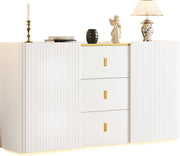 LED - Modern wit dressoir met LEDverlichting - 150x35x80 cm - 2 deuren, 3 lades en RGB-kleuren - Opbergkast voor woonkamer, eetkamer of hal - Wit