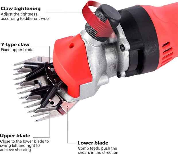 Clipper - Professionele Clipper - Met Koffer - Volledige Set - Grote Trimmer - Schapen Trimmer - Scheermachine - Scherende Machine voor Wol - 6 Snelheidsstanden - 900W - Rood