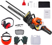 Heggenschaar Op Benzine - 108 x 23 x 24 cm - 26CC - 2-Takt - Met 8500 Tpm Biedt - Kan 180° Worden Gedraaid - Met Beschermende Handschoenen En Gehoorbescherming - Voor Van Tuinen - Boomgaarden - Landschapsgebieden - Theetuinen