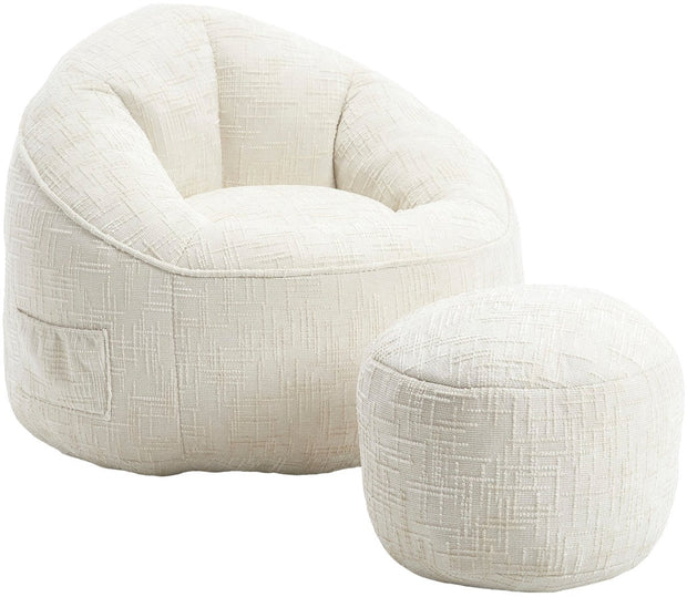 Zitzak met Voetensteun - Stoel met Hoge Druk Schuimvulling - Ergonomisch Ontwerp - Chenille Stof - 89x88x76 cm - Beige