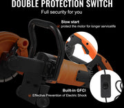 Elektrische Betonfrees - 2000W - Met Dubbele Schakelaar - Overbelastingsbeveiliging -15A Motor Van Zuiver Koper - Overbelastingsbeveiliging En Ingebouwd Gfci-Ontwerp - Geschikt Voor Het Zagen Van Verschillende Betonmaterialen