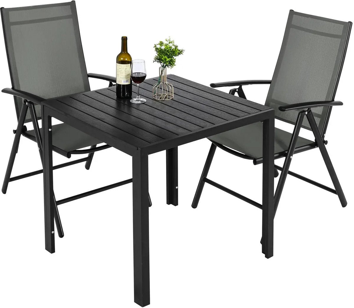 Tuinset - 3-delig - zilver - tuinstoelen - tuintafel - tuinsets - tuinstoelen verstelbaar - tuin set - tuinset 2 persoons