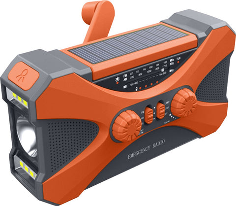 Noodradio voor bij Rampen - Solar - Handmatig op te winden - Batterij - USB - Zaklamp - 10000mAh - LED - Solar - Draagbare radio - Noodpakket - Oranje