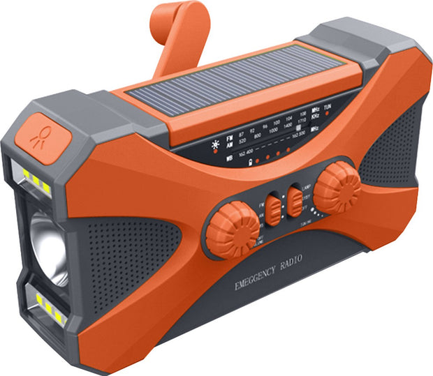 Noodradio voor bij Rampen - Solar - Handmatig op te winden - Batterij - USB - Zaklamp - 10000mAh - LED - Solar - Draagbare radio - Noodpakket - Oranje