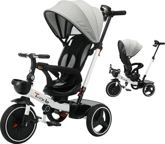 Kinderwagen - Driewieler - Kinderwagendriewieler - Babywagen - Babydriewieler - Babyfiets - Kinderwagenfiets - 6in1 - Verstelbaar - Elk terrein - Leeftijd aanpasbaar - Duwkinderwagen - Afneembaar vangrail - Opvouwbaar - Zonneklep - Hoge Rugleuning