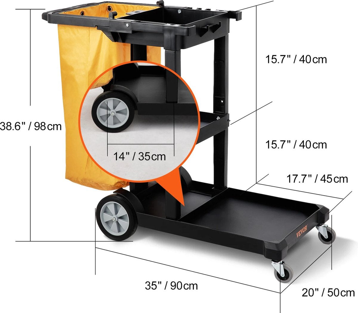 Cleaning trolley - Cleaning cart - Cleaning trolley - Large capacity