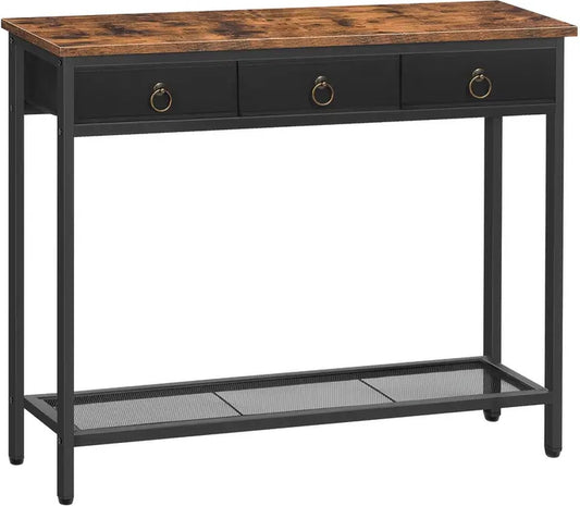 A hall table with 3 drawers - coffee table 100 x 25 x 80 cm - brown - Handy space-saving table with plenty of storage space
