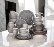 Luxe Serviesset - 32-Delig - 8 Persoons - Keramiek - Bordenset - Dinner Platen - Dessertborden - Kommen - Mokken - Schaaltjes - Grijs